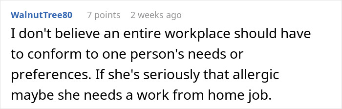 Woman Rejects Solutions To Her Allergies, Continues Complaining About Coworkers To Management Woman Rejects Solutions To Her Allergies, Continues Complaining About Coworkers To Management
