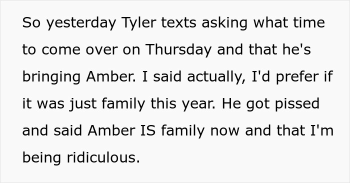 Man Draws A Line When Bro’s GF Mocks His Wife, Family Says He’s Destroying Thanksgiving Over Nothing Man Draws A Line When Bro’s GF Mocks His Wife, Family Says He’s Destroying Thanksgiving Over Nothing