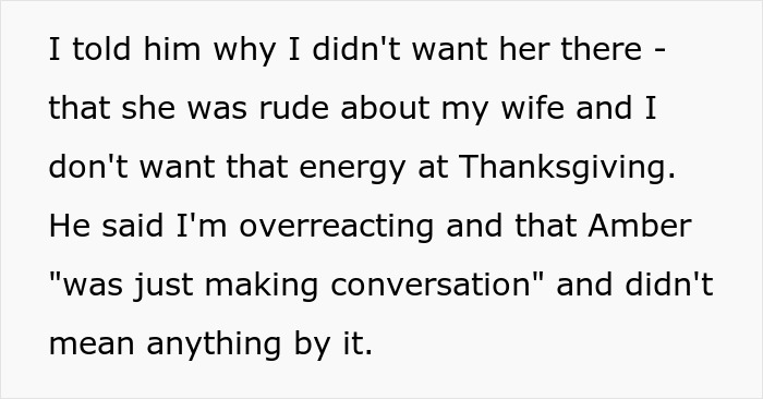 Man Draws A Line When Bro’s GF Mocks His Wife, Family Says He’s Destroying Thanksgiving Over Nothing Man Draws A Line When Bro’s GF Mocks His Wife, Family Says He’s Destroying Thanksgiving Over Nothing
