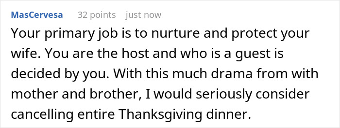 Man Draws A Line When Bro’s GF Mocks His Wife, Family Says He’s Destroying Thanksgiving Over Nothing Man Draws A Line When Bro’s GF Mocks His Wife, Family Says He’s Destroying Thanksgiving Over Nothing