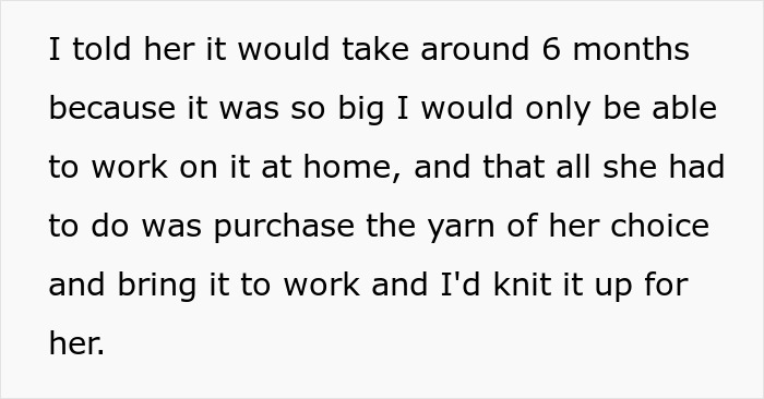 Entitled Employee Livid Her Coworker Won’t Knit Her A Huge Blanket For Free, Gets Her Hobby Banned Entitled Employee Livid Her Coworker Won’t Knit Her A Huge Blanket For Free, Gets Her Hobby Banned