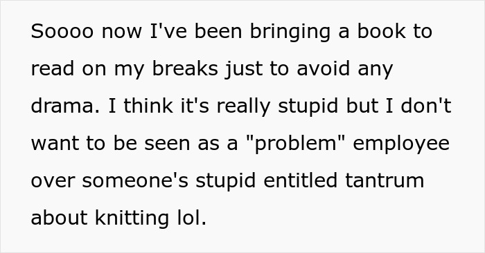 Entitled Employee Livid Her Coworker Won’t Knit Her A Huge Blanket For Free, Gets Her Hobby Banned Entitled Employee Livid Her Coworker Won’t Knit Her A Huge Blanket For Free, Gets Her Hobby Banned