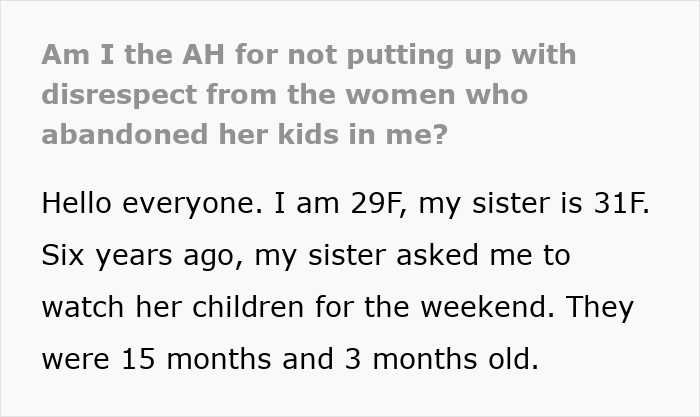 Mom Abandons 2 Kids With 23YO Sis, 6 Years Later Has The Gall To Complain About How She Raised Them Mom Abandons 2 Kids With 23YO Sis, 6 Years Later Has The Gall To Complain About How She Raised Them
