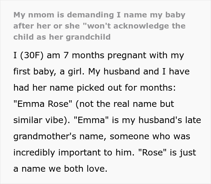 Entitled Lady Mad Grandkid Won’t Be Named After Her, Refuses To Have A Relationship With The Child Entitled Lady Mad Grandkid Won’t Be Named After Her, Refuses To Have A Relationship With The Child