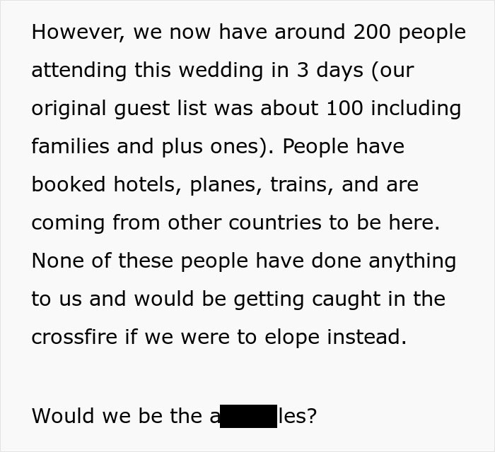 Couple Prepared To Ditch 200 Wedding Guests After Both Of Their Parents Sabotage Their Wedding Plans Couple Prepared To Ditch 200 Wedding Guests After Both Of Their Parents Sabotage Their Wedding Plans
