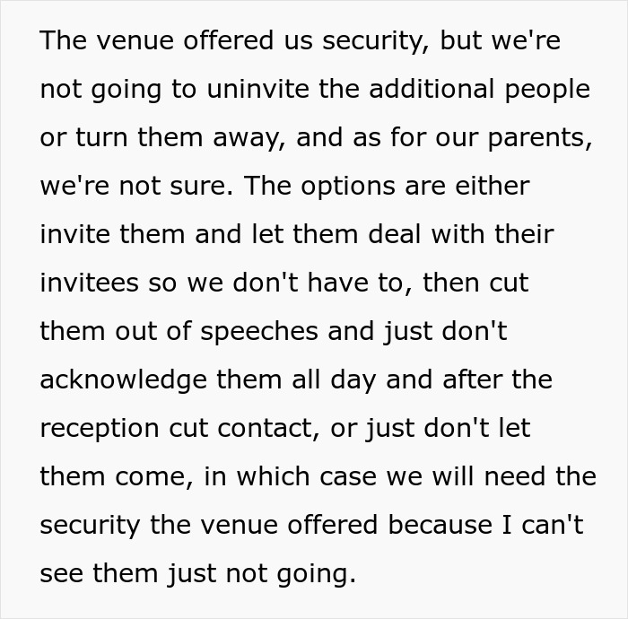 Couple Prepared To Ditch 200 Wedding Guests After Both Of Their Parents Sabotage Their Wedding Plans Couple Prepared To Ditch 200 Wedding Guests After Both Of Their Parents Sabotage Their Wedding Plans