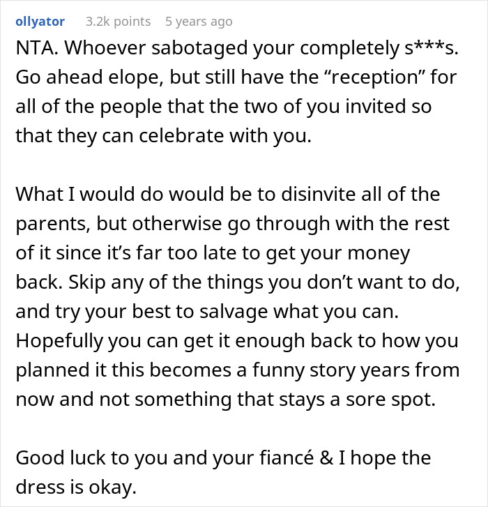 Couple Prepared To Ditch 200 Wedding Guests After Both Of Their Parents Sabotage Their Wedding Plans Couple Prepared To Ditch 200 Wedding Guests After Both Of Their Parents Sabotage Their Wedding Plans