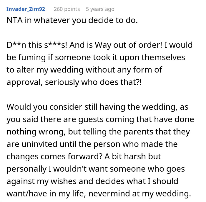 Couple Prepared To Ditch 200 Wedding Guests After Both Of Their Parents Sabotage Their Wedding Plans Couple Prepared To Ditch 200 Wedding Guests After Both Of Their Parents Sabotage Their Wedding Plans