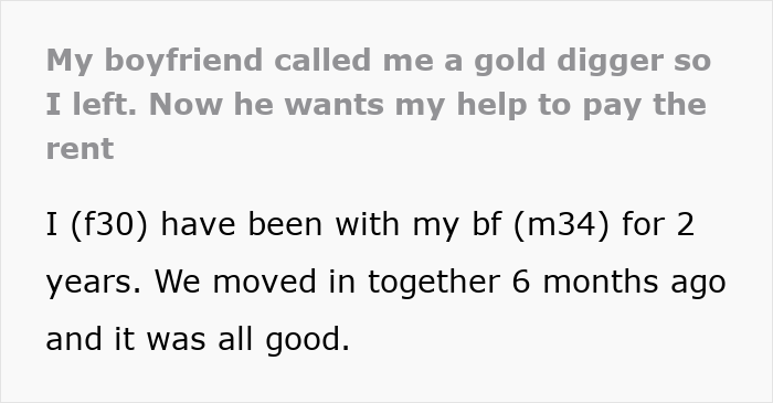 Guy Calls His Girlfriend A Gold Digger, She Moves Out, Realizes He Can’t Afford Rent Without Her