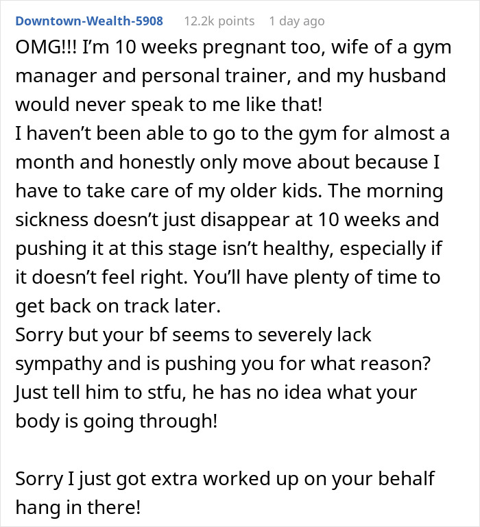 Man Accuses Pregnant GF Of Playing The Victim When She’s Too Sore And Tired To Work Out