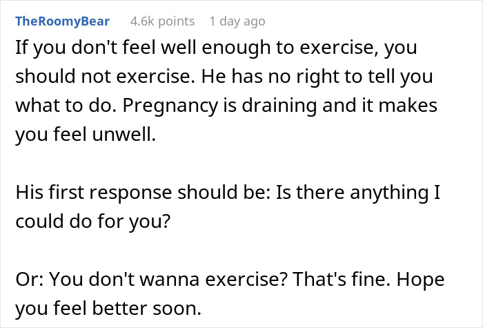 Man Accuses Pregnant GF Of Playing The Victim When She’s Too Sore And Tired To Work Out