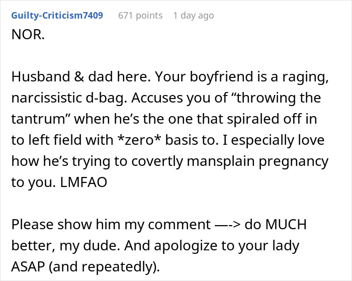 Man Accuses Pregnant GF Of Playing The Victim When She’s Too Sore And Tired To Work Out