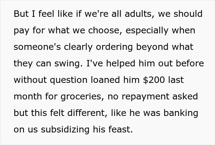 “Ordered Like It Was His Last Meal”: Guy Takes Advantage Of Friends At Dinner, One Of Them Has Had Enough “Ordered Like It Was His Last Meal”: Guy Takes Advantage Of Friends At Dinner, One Of Them Has Had Enough