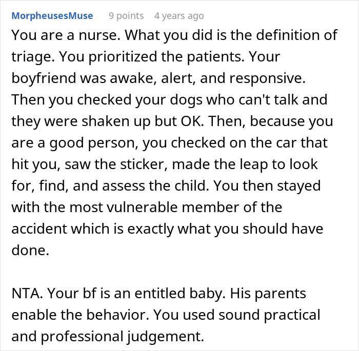 Guy Really Upset His Nurse Girlfriend Prioritized Dogs And A Baby During A Car Crash Guy Really Upset His Nurse Girlfriend Prioritized Dogs And A Baby During A Car Crash