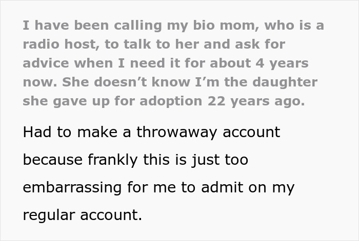 “I’m Just A Mistake”: Woman Wants To Reunite With Her Bio Family, Gets Threatened By Adoptive Parents “I’m Just A Mistake”: Woman Wants To Reunite With Her Bio Family, Gets Threatened By Adoptive Parents