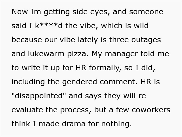 Analyst Asked To Stock Snacks And Plan Parties, HR Says She “Ruined The Vibe” By Refusing Free Labor Analyst Asked To Stock Snacks And Plan Parties, HR Says She “Ruined The Vibe” By Refusing Free Labor