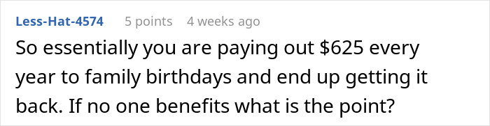 Woman’s Had Enough Of Family’s Greedy “Birthday Club”, Refuses To Cough Up Another Cent Woman’s Had Enough Of Family’s Greedy “Birthday Club”, Refuses To Cough Up Another Cent