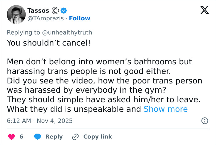 “Enough Is Enough”: People Cancel Gym Memberships Over “Disgusting” Incident Involving Trans Lady “Enough Is Enough”: People Cancel Gym Memberships Over “Disgusting” Incident Involving Trans Lady