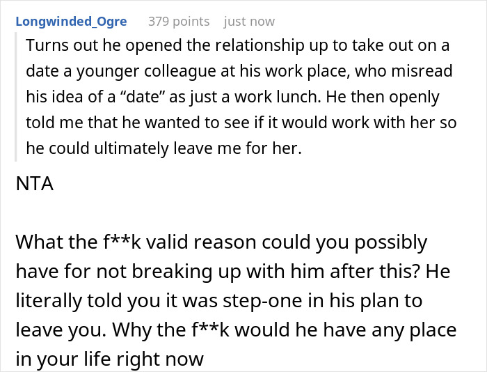 Man Upset GF Is Going On Dates After He Suggested An Open Relationship As Nobody Else Wants Him Man Upset GF Is Going On Dates After He Suggested An Open Relationship As Nobody Else Wants Him