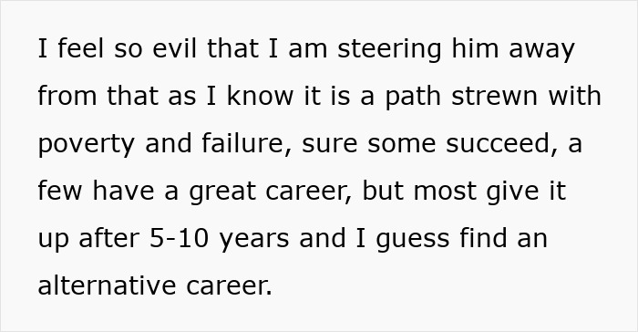 Parents Don’t Want Son Working In Theater, Ask If Pushing Him Into Better-Paying Career Is “Evil” Parents Don’t Want Son Working In Theater, Ask If Pushing Him Into Better-Paying Career Is “Evil”