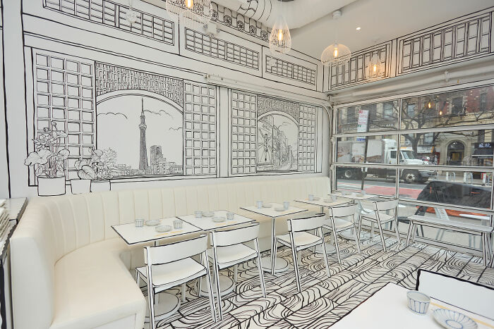 This 2D Restaurant In NYC Feels Like Stepping Into A Drawing This 2D Restaurant In NYC Feels Like Stepping Into A Drawing