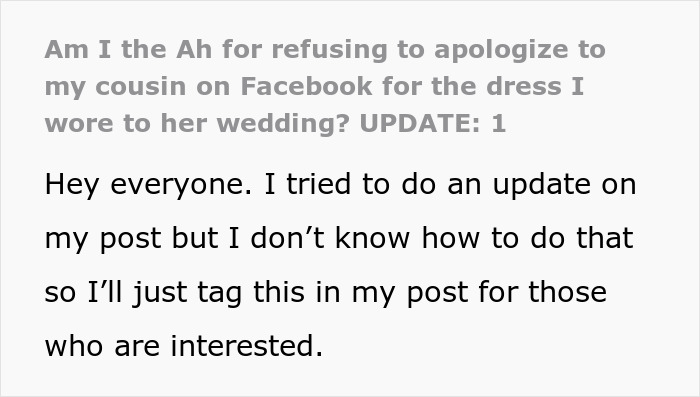 Woman Asks If She Should Go No-Contact With Bridezilla Cousin After Disastrous Dress Drama Woman Asks If She Should Go No-Contact With Bridezilla Cousin After Disastrous Dress Drama