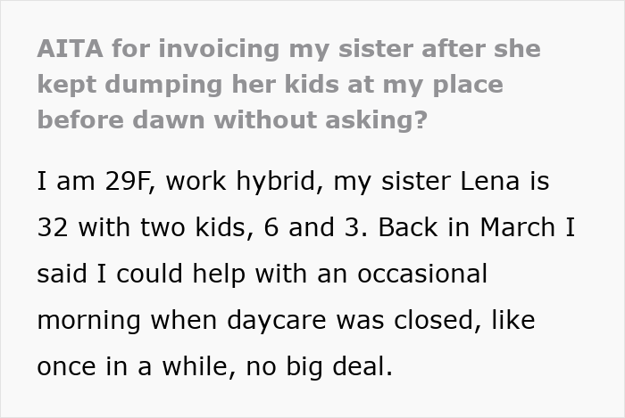 Mom Thinks She Can Use Her Sister As Free Babysitter 24/7, Gets A Reality Check With A $312 Bill Mom Thinks She Can Use Her Sister As Free Babysitter 24/7, Gets A Reality Check With A $312 Bill