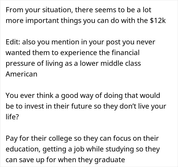 Mom Wants $12k Instead Of Sending Daughters To College, Gets A Harsh Reality Check Mom Wants $12k Instead Of Sending Daughters To College, Gets A Harsh Reality Check