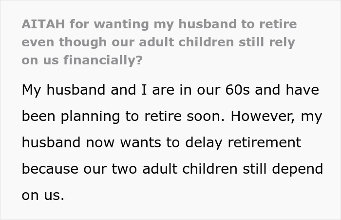 “Your Kids Sound Like Freeloaders”: Netizens Call Out Parents For Being Afraid To Retire Due To Kids “Your Kids Sound Like Freeloaders”: Netizens Call Out Parents For Being Afraid To Retire Due To Kids