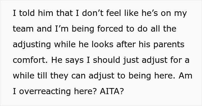 Guy Keeps Telling Pregnant Wife To “Adjust” For His Parents, Even When It Makes Her Uncomfortable Guy Keeps Telling Pregnant Wife To “Adjust” For His Parents, Even When It Makes Her Uncomfortable