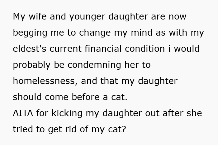 Pregnant Daughter Decides To Put Dad’s Cat In A Shelter Because Of Her Baby’s Safety, Gets Kicked Out Pregnant Daughter Decides To Put Dad’s Cat In A Shelter Because Of Her Baby’s Safety, Gets Kicked Out