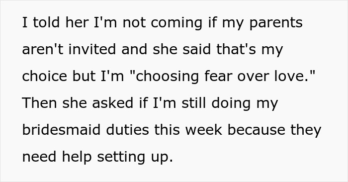 Woman Refuses To Attend The Wedding After Bride’s Unhinged Decision, Is Expected To Fulfill Bridesmaid Duties Woman Refuses To Attend The Wedding After Bride’s Unhinged Decision, Is Expected To Fulfill Bridesmaid Duties