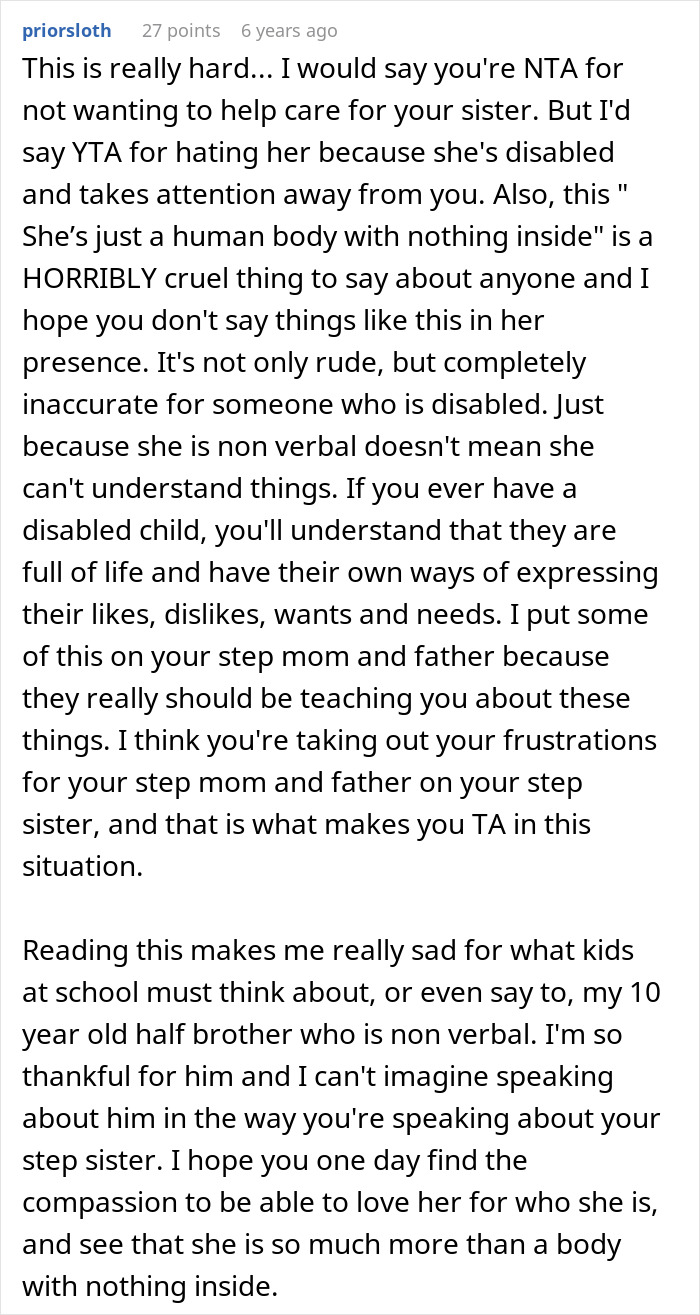 Parents Can&#8217;t Believe Teen Doesn&#8217;t Want To Visit Disabled Step-Sister In Hospital, She Shares Why