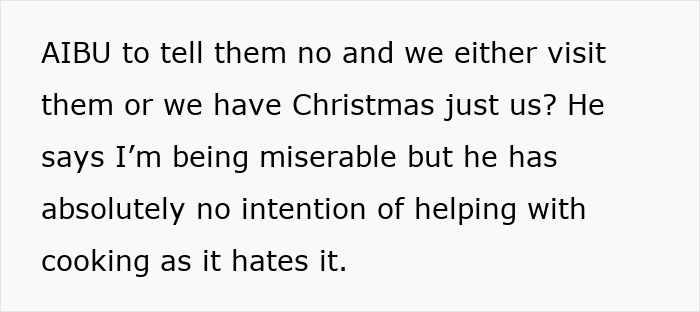 Guy Expects Partner To Cook A Whole Traditional Meal From His Country For Christmas, Balks After She Refuses