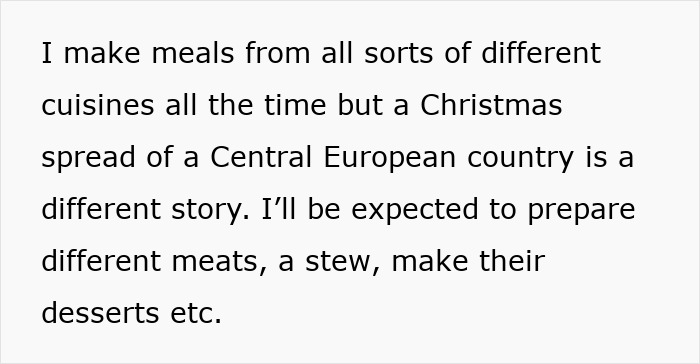 Guy Expects Partner To Cook A Whole Traditional Meal From His Country For Christmas, Balks After She Refuses