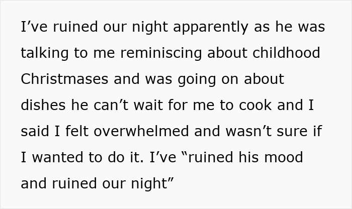 Guy Expects Partner To Cook A Whole Traditional Meal From His Country For Christmas, Balks After She Refuses