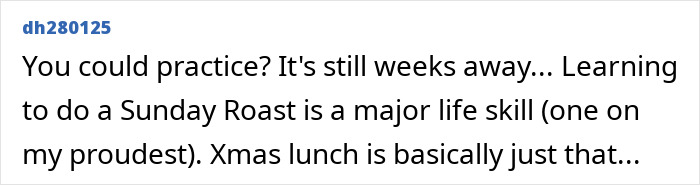 Guy Expects Partner To Cook A Whole Traditional Meal From His Country For Christmas, Balks After She Refuses