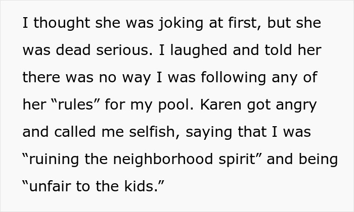Karen Uses Neighbor’s Pool As Her Own, Brings Him A List Of Rules For Him To Follow