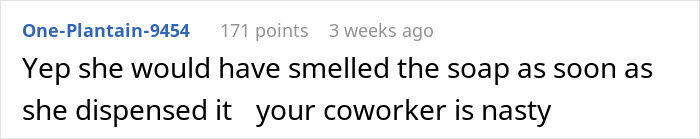 Company Is “Scent Free Zone” Due To Hypochondriac Coworker, Lady Gets In Trouble Due To Hand Soap Company Is “Scent Free Zone” Due To Hypochondriac Coworker, Lady Gets In Trouble Due To Hand Soap