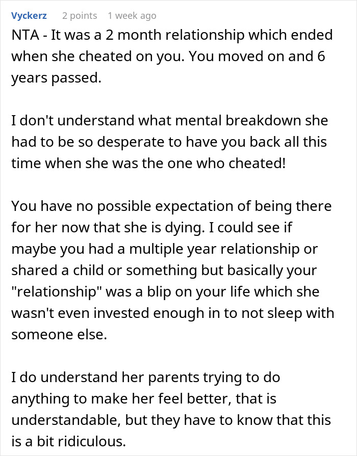 “Am I The Jerk For Not Caring That My Ex-GF Is Terminally Ill?” “Am I The Jerk For Not Caring That My Ex-GF Is Terminally Ill?”