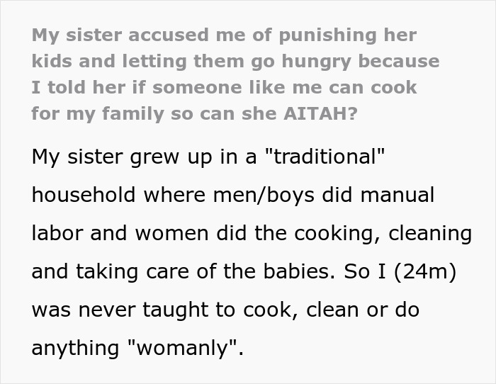 Trad Wife Mocks Brother For Doing “Womanly” Things, Loses It When He Won’t Cook For Her Hungry Kids Trad Wife Mocks Brother For Doing “Womanly” Things, Loses It When He Won’t Cook For Her Hungry Kids