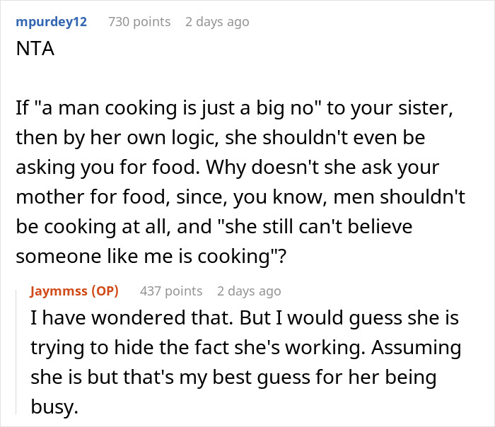Trad Wife Mocks Brother For Doing “Womanly” Things, Loses It When He Won’t Cook For Her Hungry Kids Trad Wife Mocks Brother For Doing “Womanly” Things, Loses It When He Won’t Cook For Her Hungry Kids