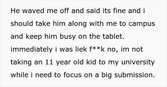 Guy Snaps After His Studies Are Constantly Interrupted With Babysitting Demands: &#8220;He&#8217;s Your Son&#8221;