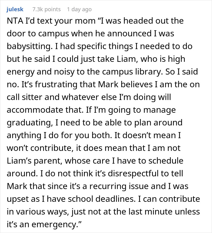 Guy Snaps After His Studies Are Constantly Interrupted With Babysitting Demands: &#8220;He&#8217;s Your Son&#8221;