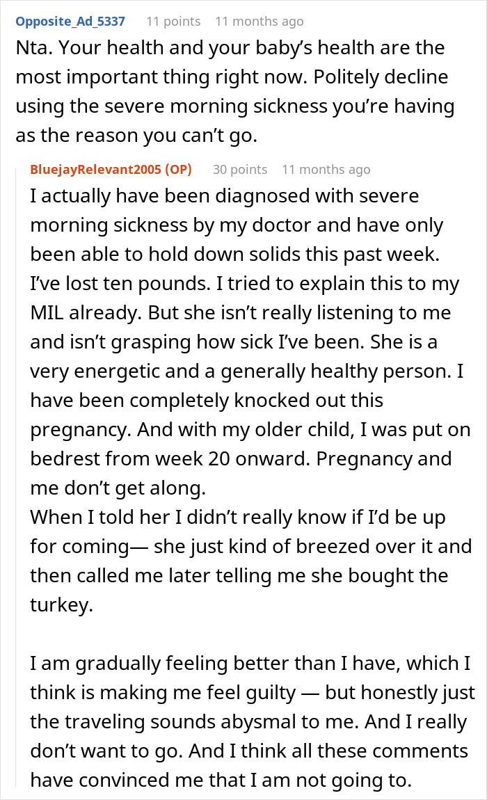 Pregnant Woman Doesn’t Want To Starve For A Weekend, Skips Thanksgiving At In-Laws’