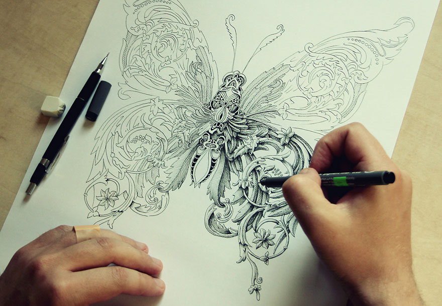 Incredibly Intricate Renaissance-Style Insect Drawings by Alex Konahin