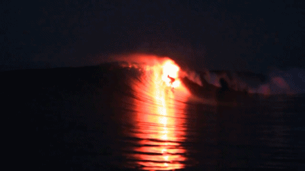 Surfers Set The Sea on Fire With Flares