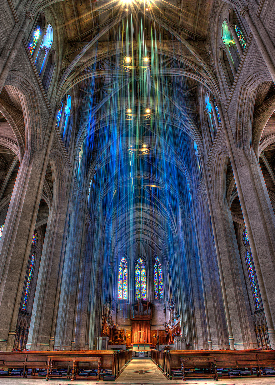 Artist Hangs 20 Miles Of Multicolored Ribbon Inside Grace Cathedral
