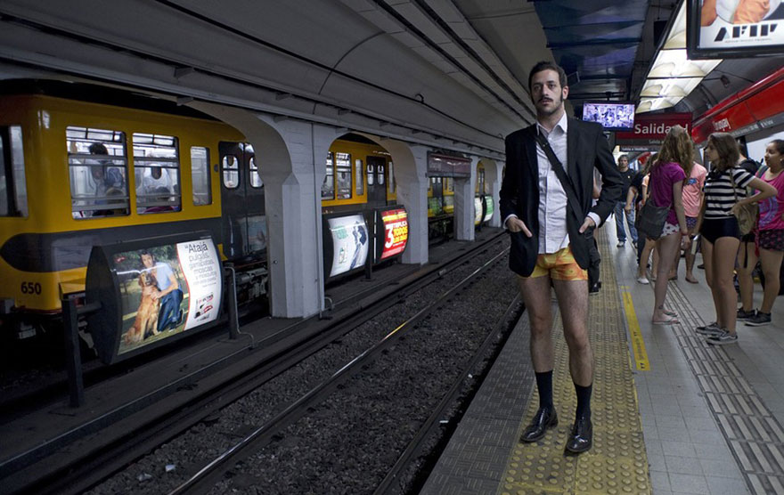 Pantless Commuters from Around The Globe Flood Subways on No Pants Day 2014 Pantless Commuters from Around The Globe Flood Subways on No Pants Day 2014
