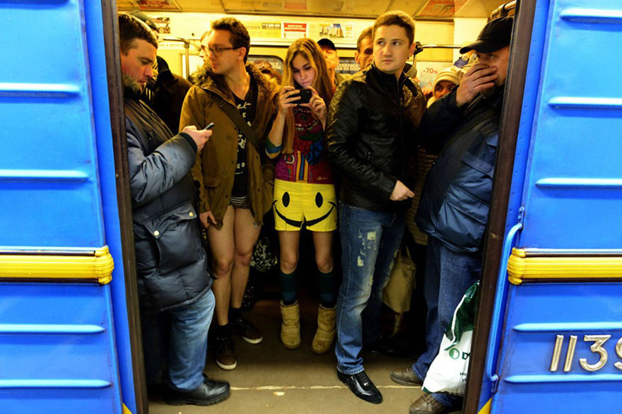 Pantless Commuters from Around The Globe Flood Subways on No Pants Day 2014 Pantless Commuters from Around The Globe Flood Subways on No Pants Day 2014